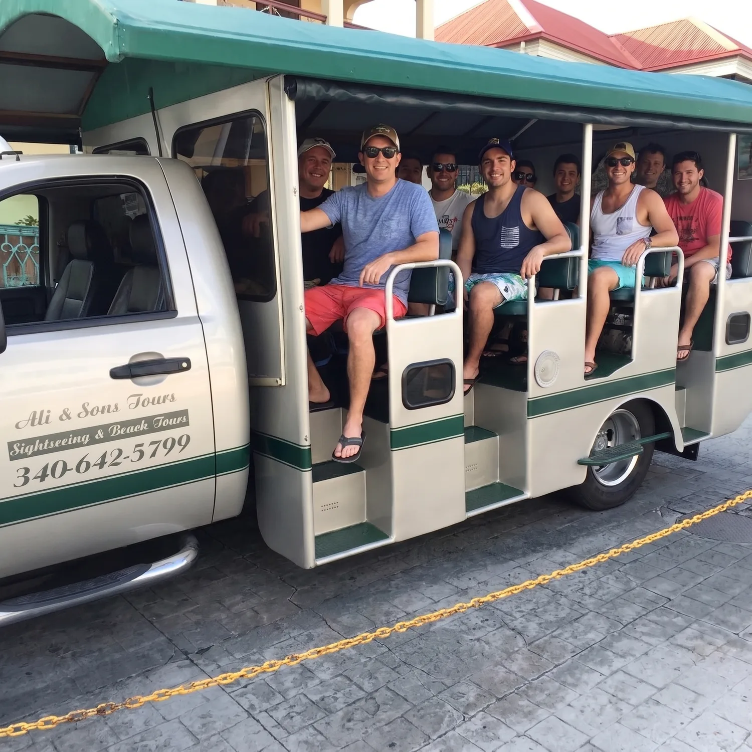 Happy customers on a GrandArrival island tour of St. Thomas